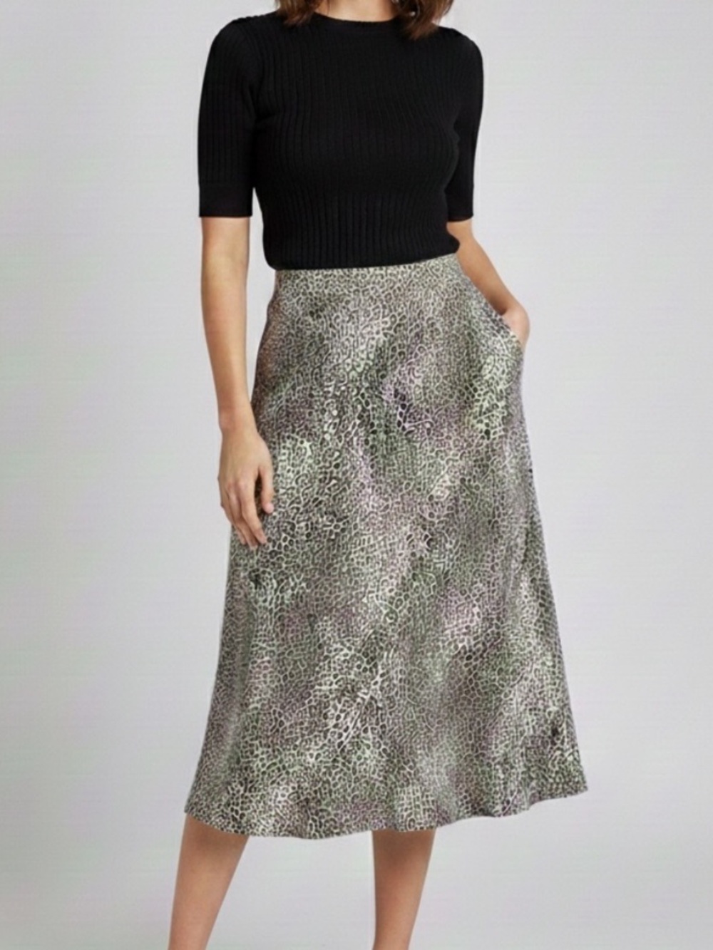 Carolina Belle Montreal Illusion Print Midi Summer Skirt size 2